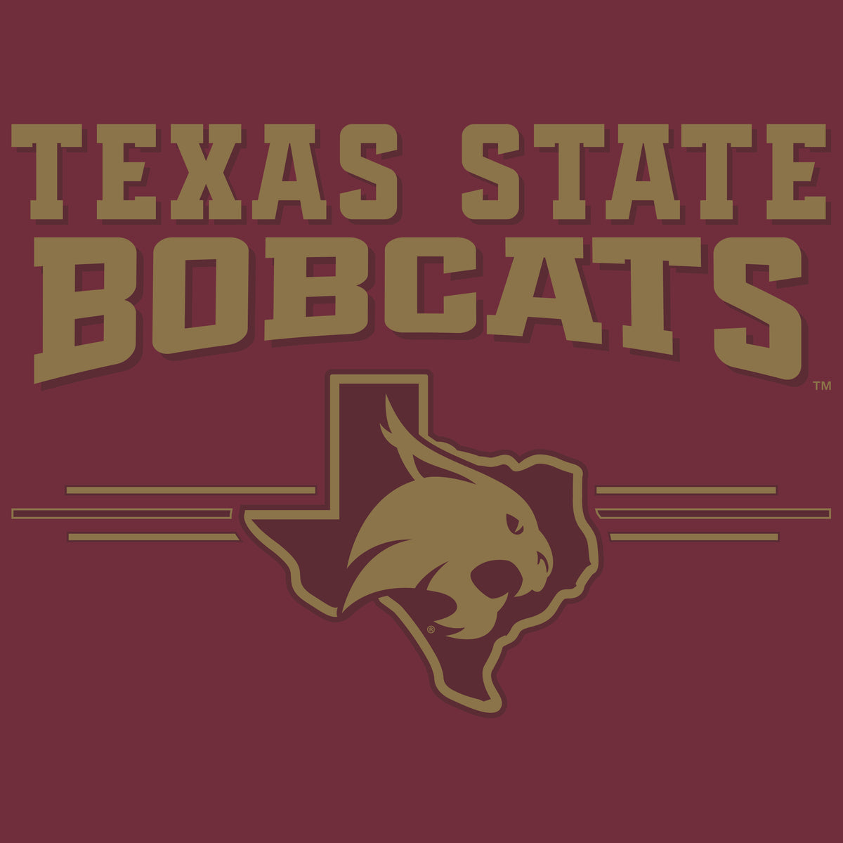 Texas State Bobcats Crewneck Sweatshirt - 3 Stripe State Outline Logo