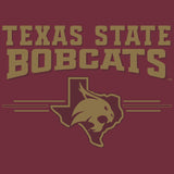 Texas State Bobcats Crewneck Sweatshirt - 3 Stripe State Outline Logo