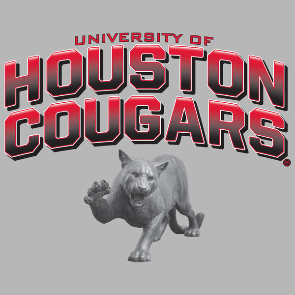 Women's Houston Cougars Long Sleeve V-Neck Tee Shirt - Full Color Fade with Cougar