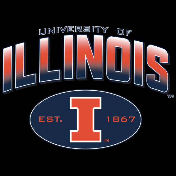 Illinois Fighting Illini Premium Fleece Hoodie - Full Color Fade Illinois Arch