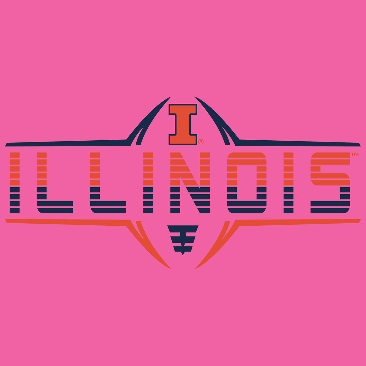 Women's Illinois Fighting Illini Premium Tri-Blend Tee Shirt - Striped Illinois Football Laces