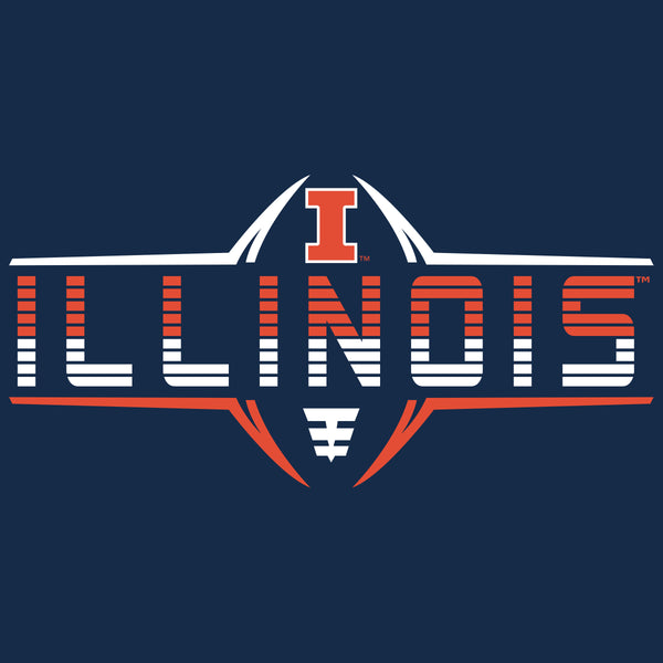 Illinois Fighting Illini Long Sleeve Tee Shirt - Striped Illinois Football Laces