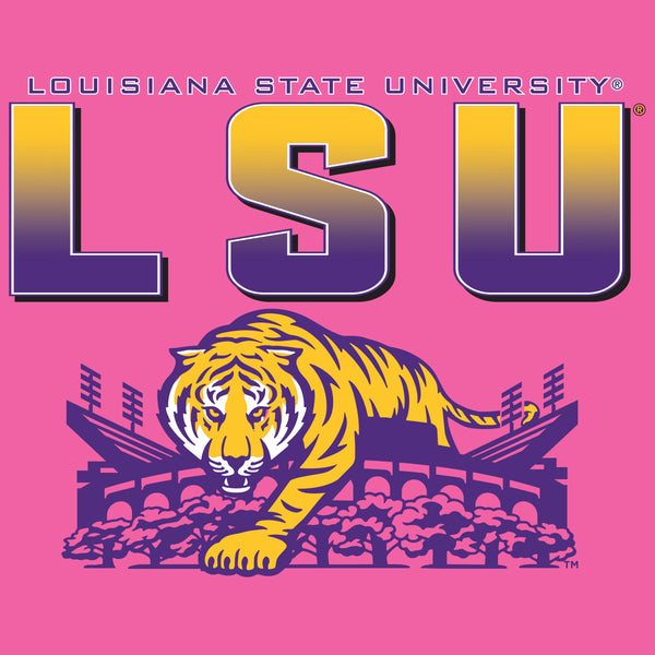 Women's LSU Tigers Premium Tri-Blend Tee Shirt - LSU Tiger Stadium Full Color Fade