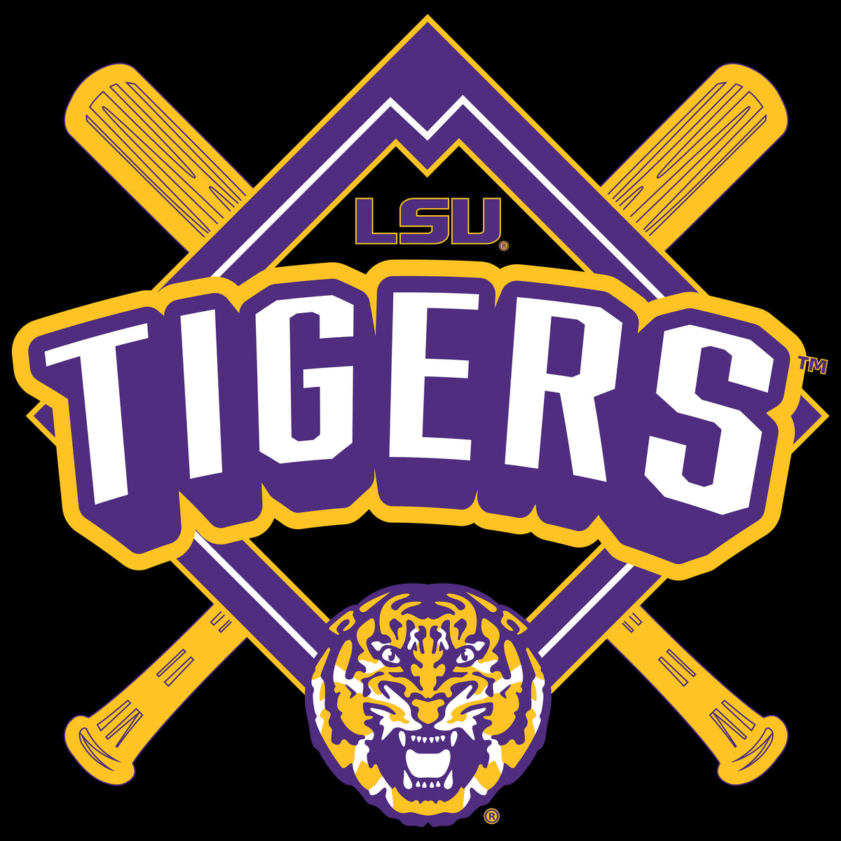 LSU Tigers Girls Tee Shirt - LSU Baseball Diamond