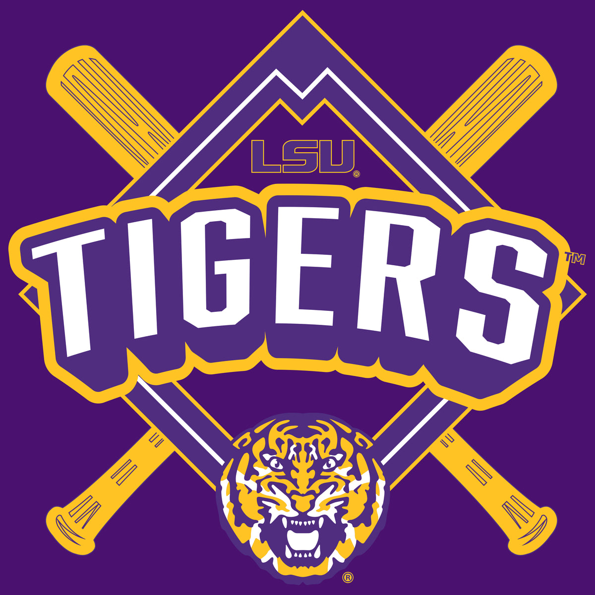Women's LSU Tigers Premium Tri-Blend Tee Shirt - LSU Baseball Diamond