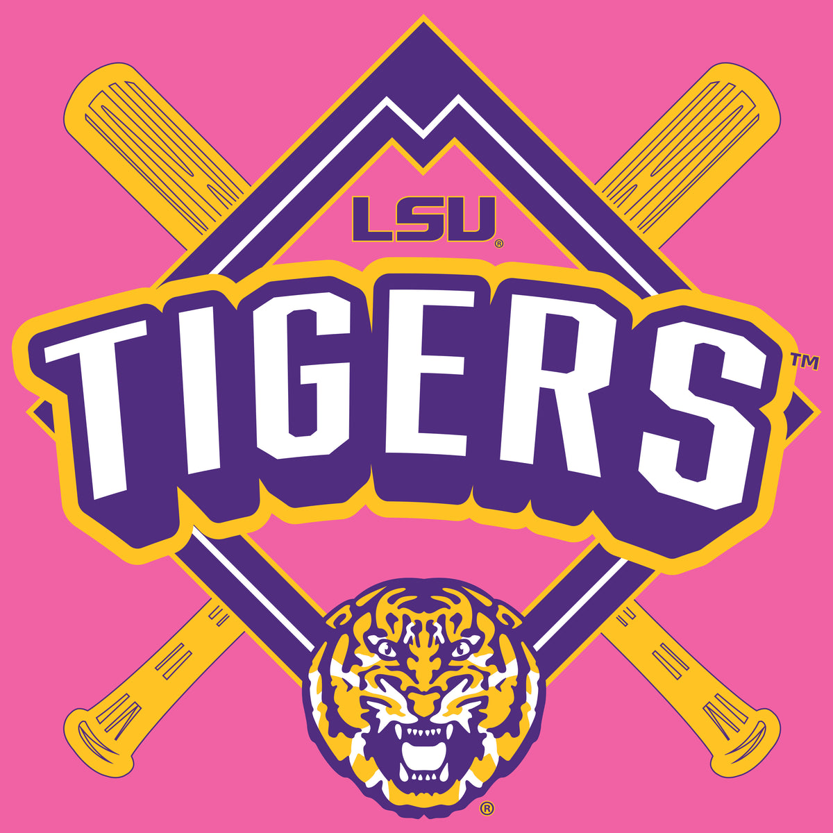 Women's LSU Tigers Premium Tri-Blend Tee Shirt - LSU Baseball Diamond
