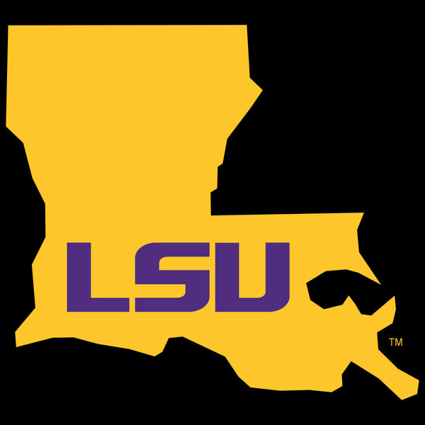 LSU Tigers Premium Fleece Shorts - Gold Ink State Shape