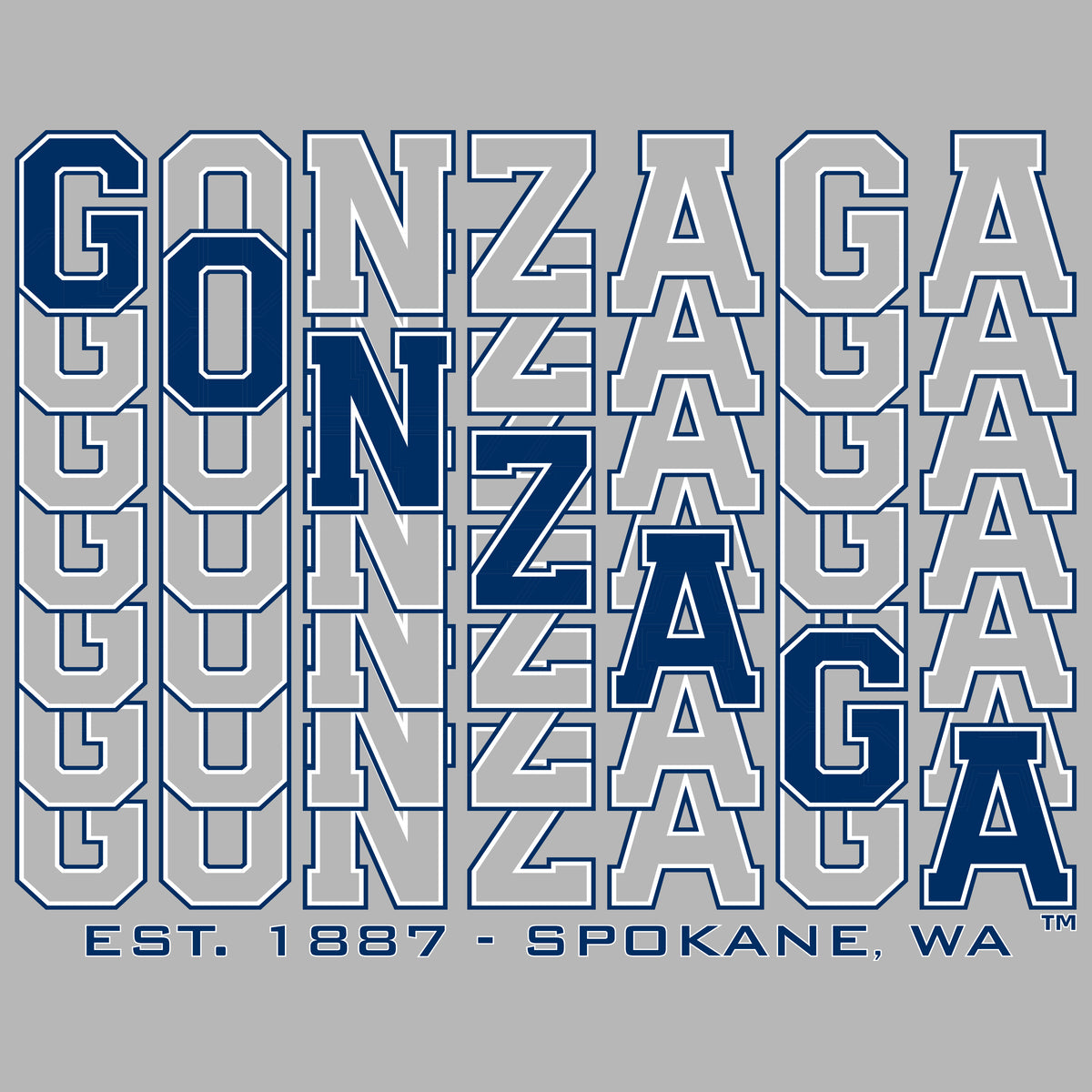 Gonzaga Bulldogs Crewneck Sweatshirt - Diagonal Echo Gonzaga