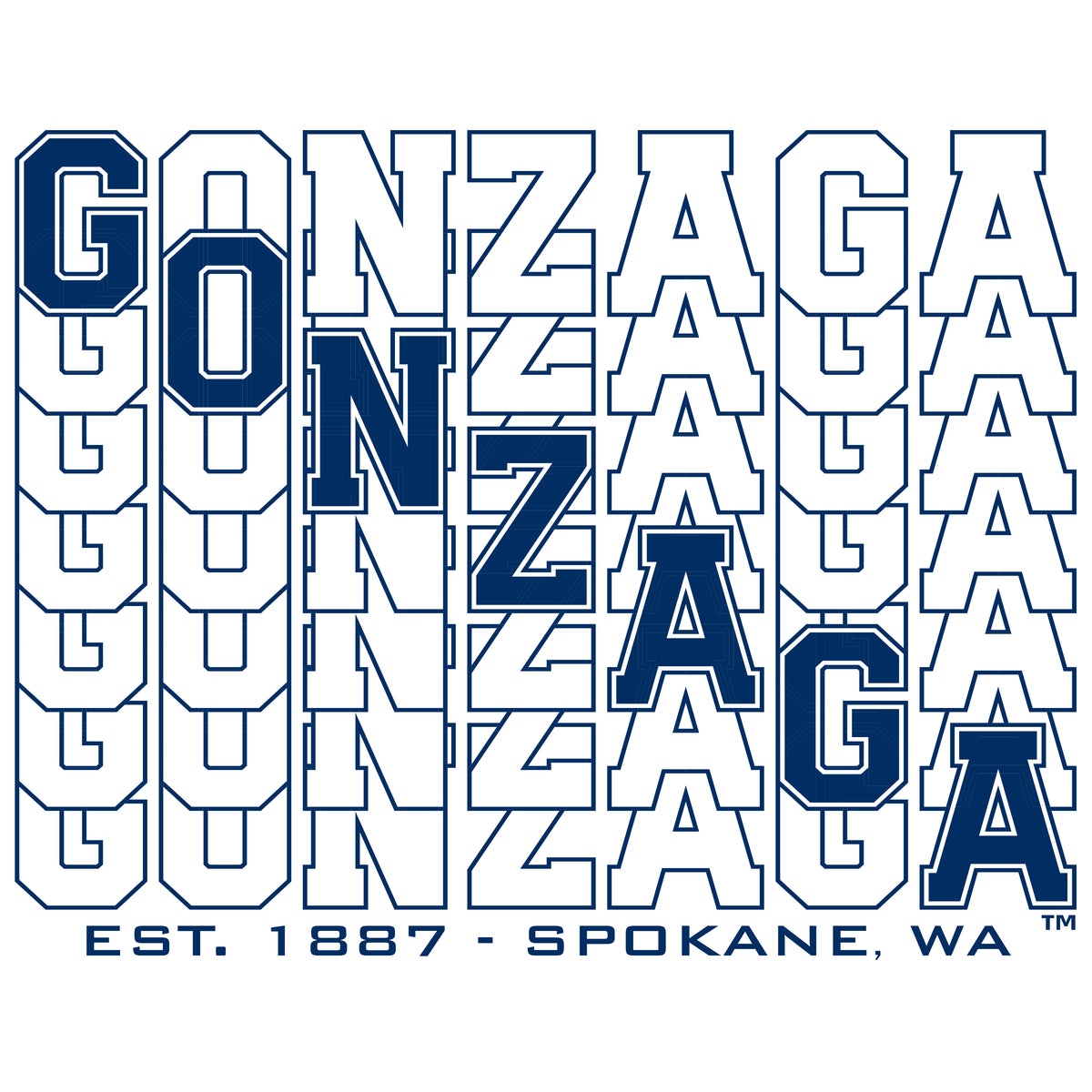 Gonzaga Bulldogs Crewneck Sweatshirt - Diagonal Echo Gonzaga