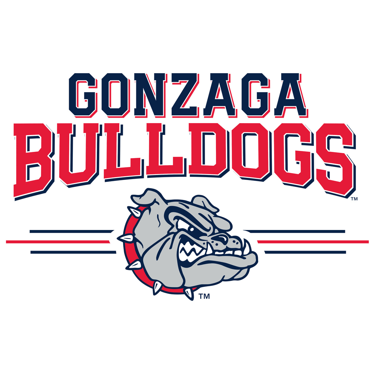 Gonzaga Bulldogs Crewneck Sweatshirt - Gonzaga Bulldogs 3 Stripe