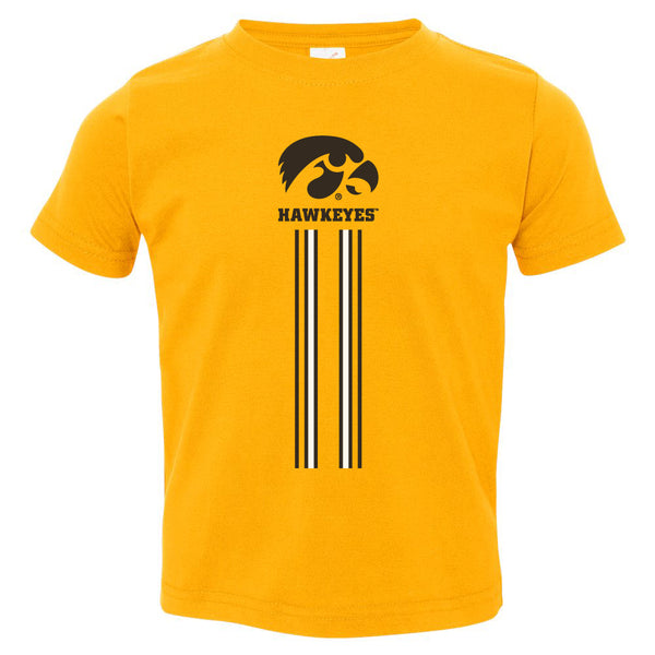 Iowa Hawkeyes Toddler Tee Shirt - IOWA Hawkeyes Vertical Stripe with Tigerhawk
