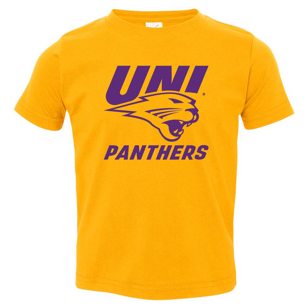 Northern Iowa Panthers Toddler Tee Shirt - Purple UNI Panthers Logo on Gold
