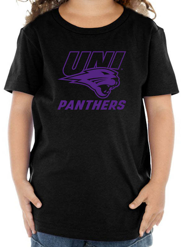 Northern Iowa Panthers Toddler Tee Shirt - Purple UNI Panthers Logo on Black