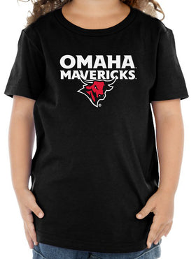 Omaha Mavericks Toddler Tee Shirt - Omaha Mavericks with Bull on Black