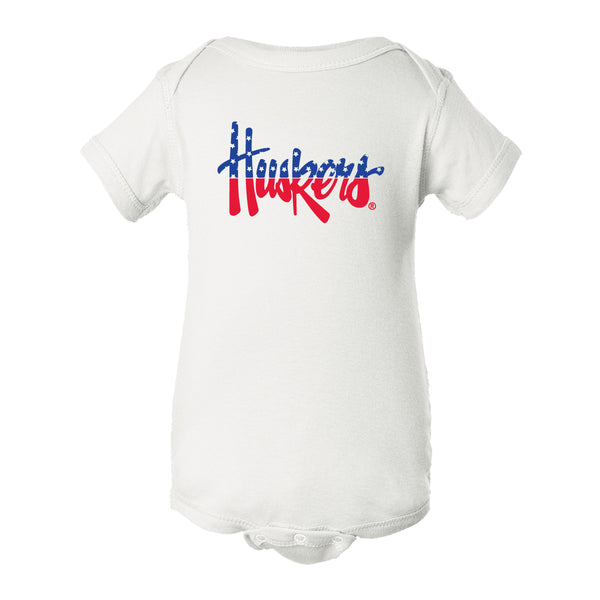 Nebraska Husker Onesie - Legacy Script Huskers Red White and Blue