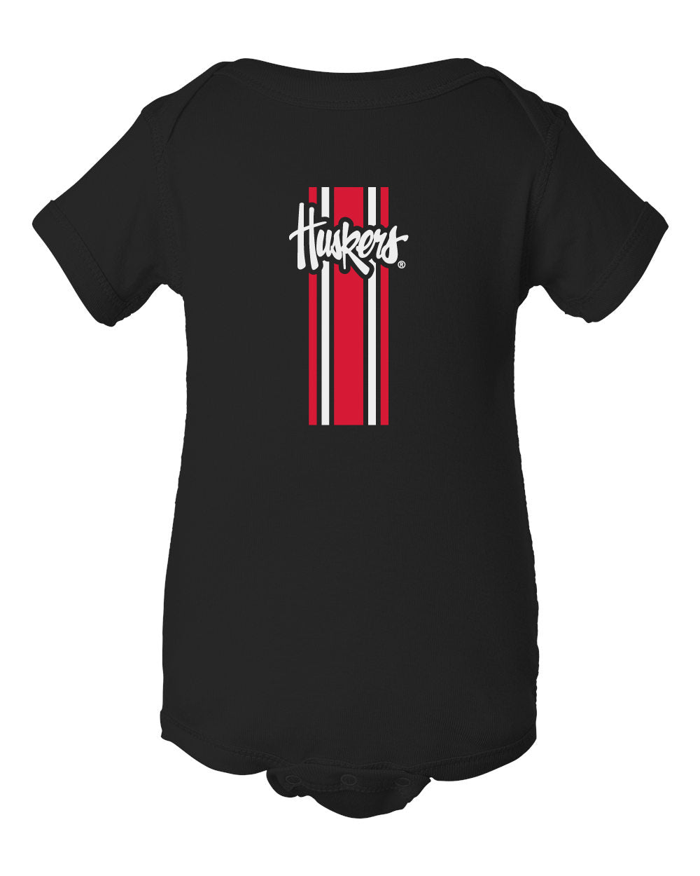 Nebraska Husker Infant Toddler Onesie - Vertical Stripe Script Huskers