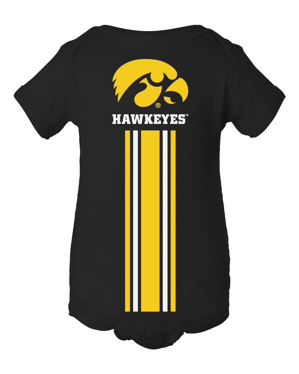 Iowa Hawkeyes Infant Onesie - IOWA Hawkeyes Vertical Stripe with Tigerhawk