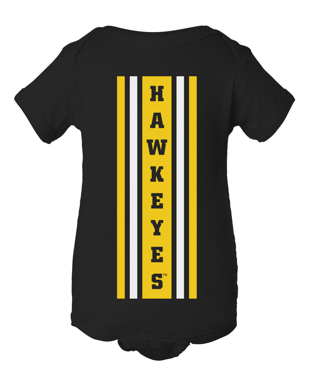 Iowa Hawkeyes Infant Onesie - Vertical Stripe with HAWKEYES
