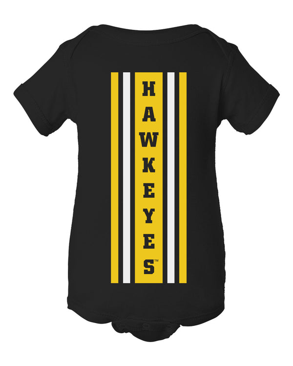 Iowa Hawkeyes Infant Onesie - Vertical Stripe with HAWKEYES