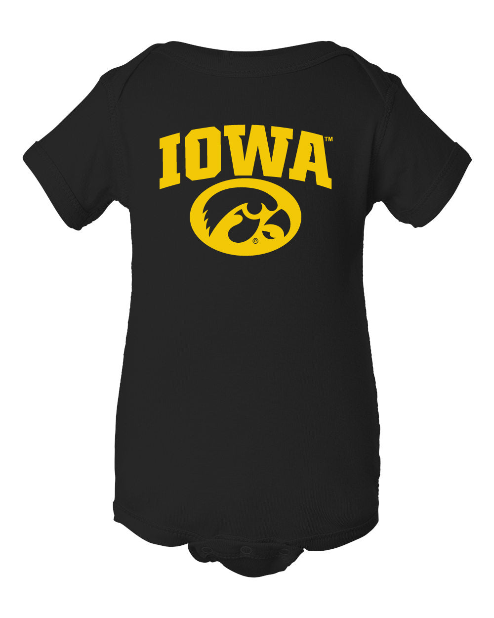 Iowa Hawkeyes Infant Onesie - Arched Iowa with Tigerhawk Oval