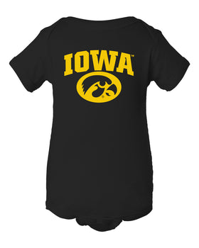 Iowa Hawkeyes Infant Onesie - Arched Iowa with Tigerhawk Oval