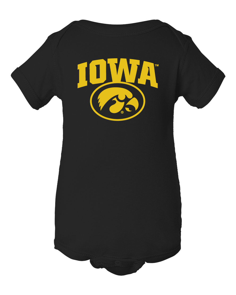 Iowa Hawkeyes Infant Onesie - IOWA Oval Tigerhawk on Black