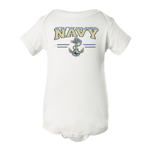 Navy Midshipmen Infant Onesie - U.S. Navy 3 Stripe Anchor Logo