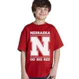 Nebraska Cornhuskers "Nebraska N GO BIG RED" Youth Boys Tee Shirt