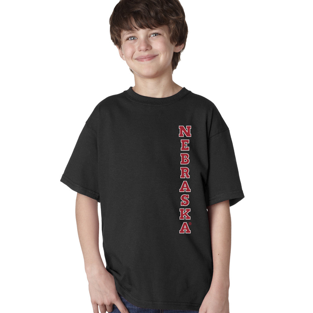 Nebraska Cornhuskers Vertical "NEBRASKA" Youth Boys Tee Shirt