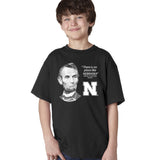 Abe Lincoln "No place like NEBRASKA" Huskers Youth Boys Tee Shirt