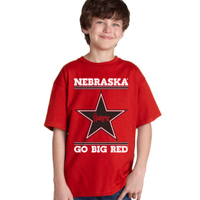 Nebraska Husker Youth Tee Shirt - Star Huskers GO BIG RED