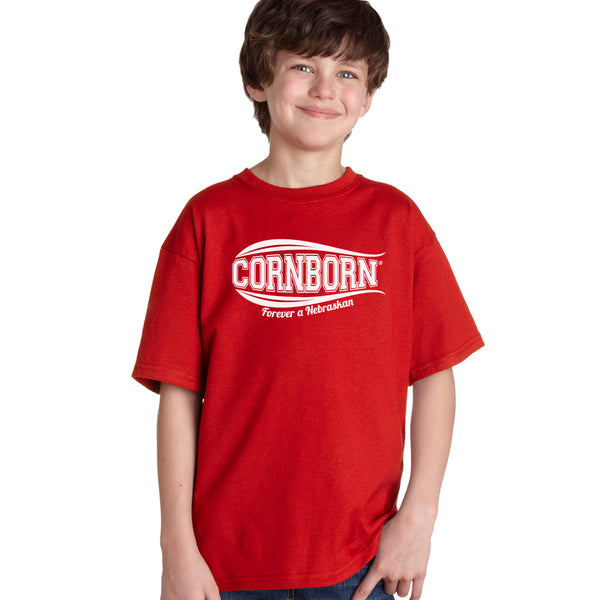 Nebraska Husker Tee Shirt Youth Boys - CornBorn Forever a Nebraskan