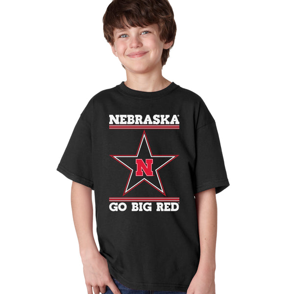 Nebraska Husker Tee Shirt Youth Boys - Star N GO BIG RED