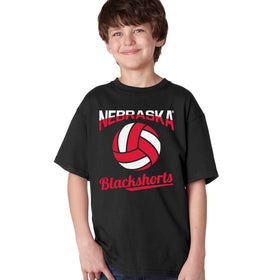 Nebraska Huskers Boys Tee Shirt - Nebraska Volleyball Blackshorts