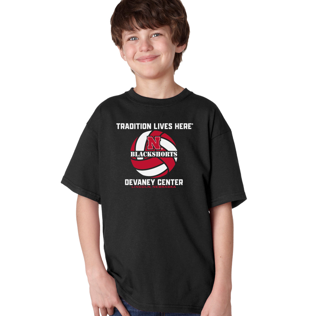 Nebraska Huskers Boys Tee Shirt - Blackshorts Volleyball Tradition Lives Here