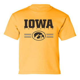 Iowa Hawkeyes Boys Tee Shirt  - IOWA Hawkeyes Horizontal Stripe with Oval Tigerhawk