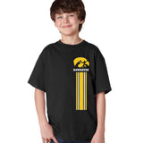 Iowa Hawkeyes Boys Tee Shirt - IOWA Hawkeyes Vertical Stripe with Tigerhawk