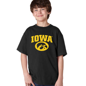 Iowa Hawkeyes Boys Tee Shirt - Arched IOWA with Tigerhawk Oval