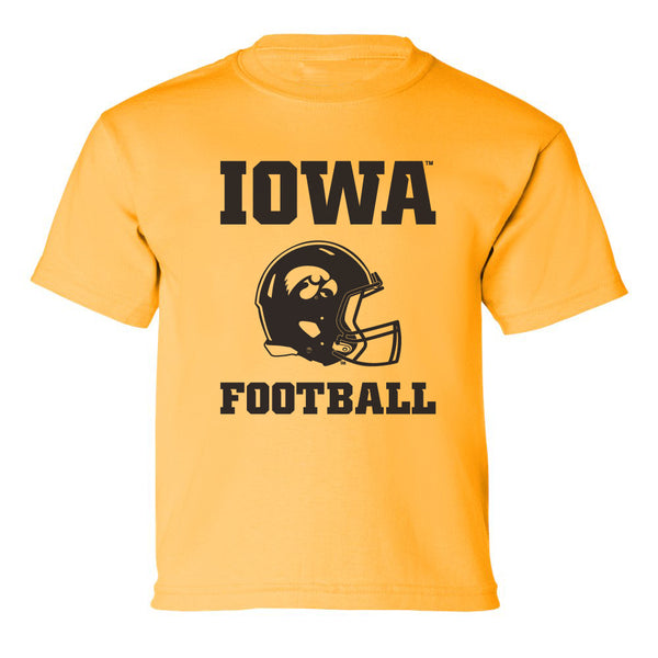Iowa Hawkeyes Boys Tee Shirt - Iowa Football Helmet on Gold
