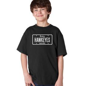 Iowa Hawkeyes Boys Tee Shirt - Blackout Hawkeyes License Plate