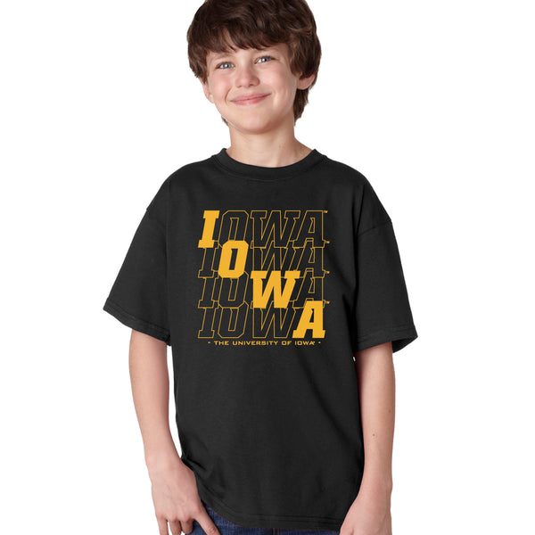 Iowa Hawkeyes Boys Tee Shirt - Diagonal Echo Iowa