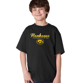 Iowa Hawkeyes Boys Tee Shirt - Script Hawkeyes Full Color Fade Oval Tigerhawk