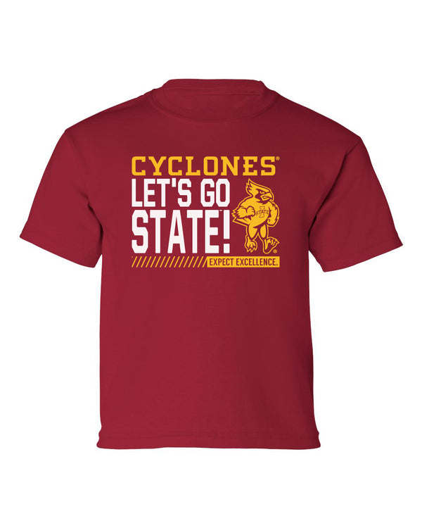Iowa State Cyclones Boys Tee Shirt - Let's Go State - Expect Excellence