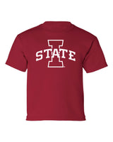 Iowa State Cyclones Boys Tee Shirt - Primary Logo White on Cardinal