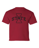 Iowa State Cyclones Boys Tee Shirt - Primary Logo Black on Cardinal
