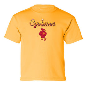 Iowa State Cyclones Boys Tee Shirt - Script Cyclones Full Color Fade with Cy