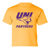 Northern Iowa Panthers Boys Tee Shirt - Purple UNI Panthers Logo on Gold