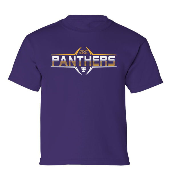 Northern Iowa Panthers Boys Tee Shirt - Striped UNI Panthers Football Laces