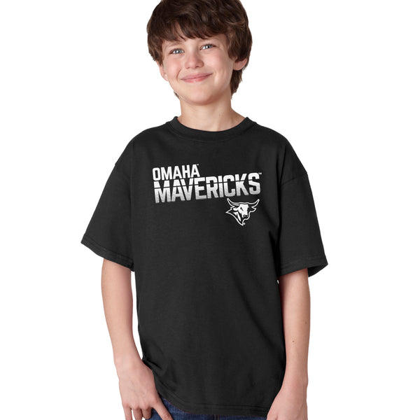Omaha Mavericks Boys Tee Shirt - Mavericks Stripe Fade