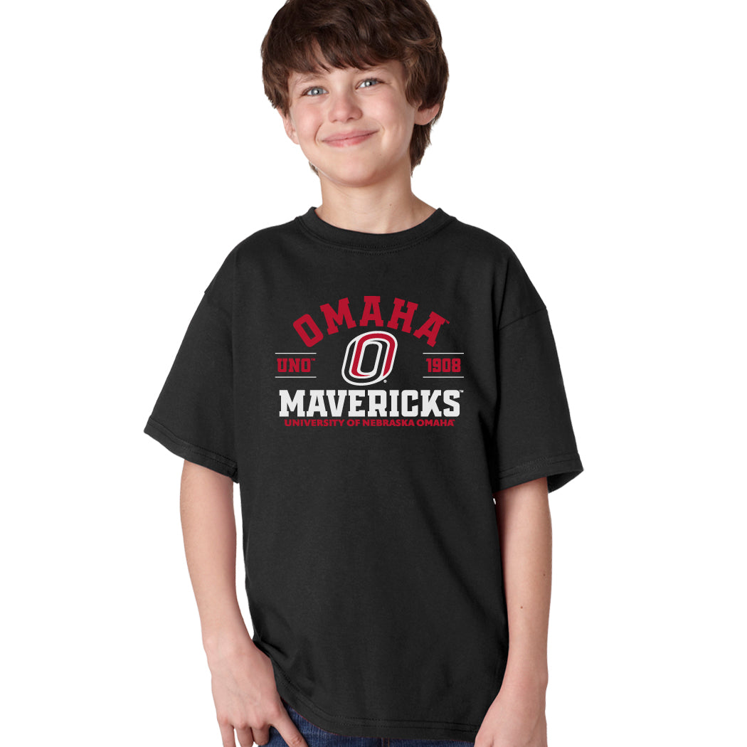Omaha Mavericks Boys Tee Shirt - UNO 1908 Arch Omaha